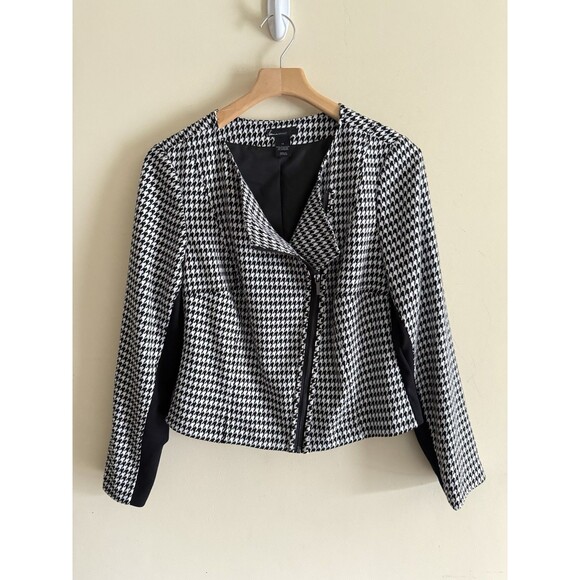 Lane Bryant Women's Plus Size Houndstooth Moto Blazer Jacket Sz 14 - Picture 1 of 3
